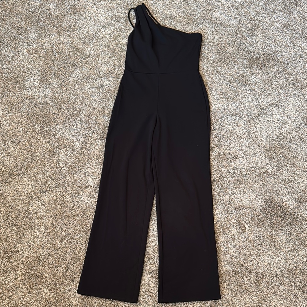 Crystal Sky Black One-Shoulder Jumpsuit